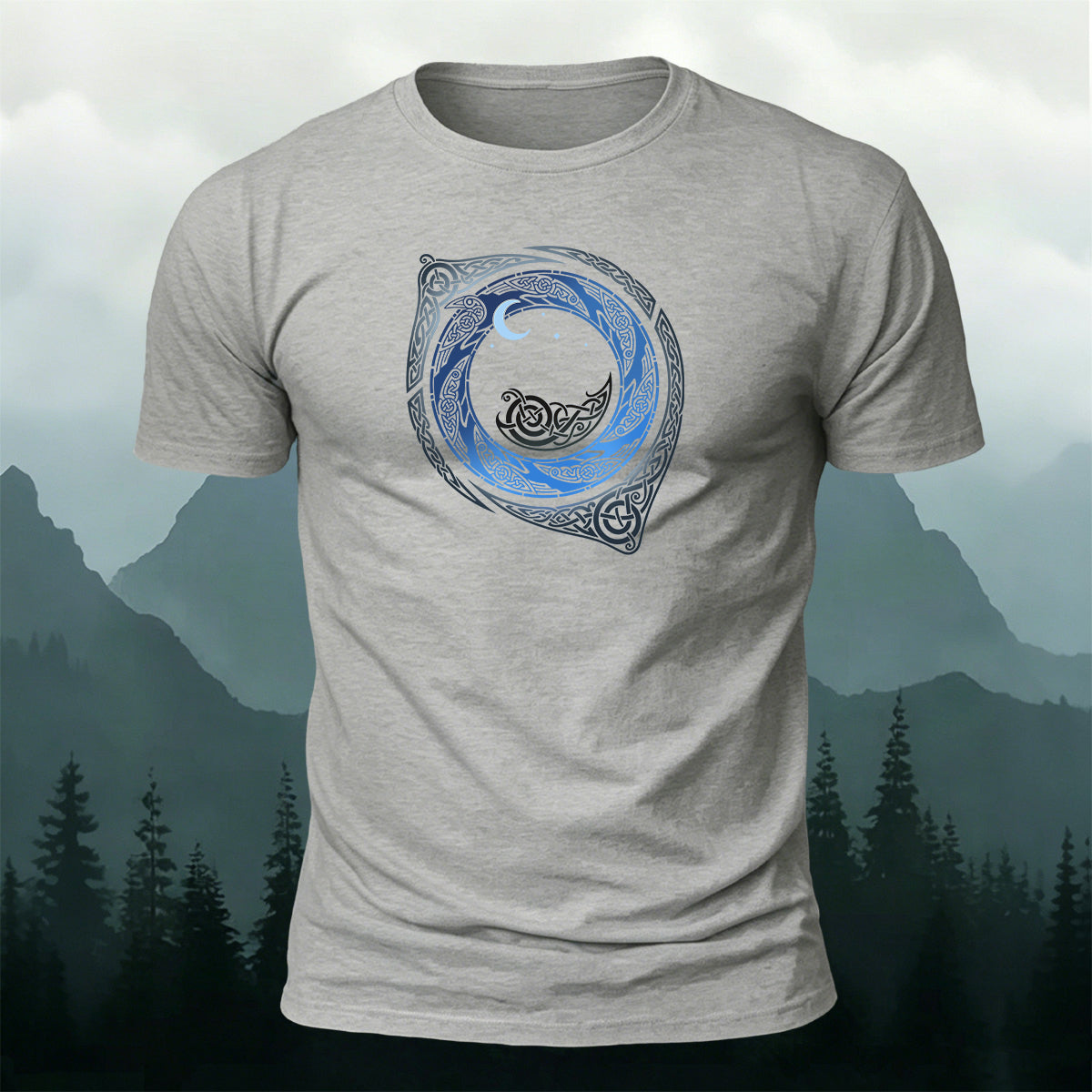 Spiral Mythical Totem Print Casual Cotton T-Shirt