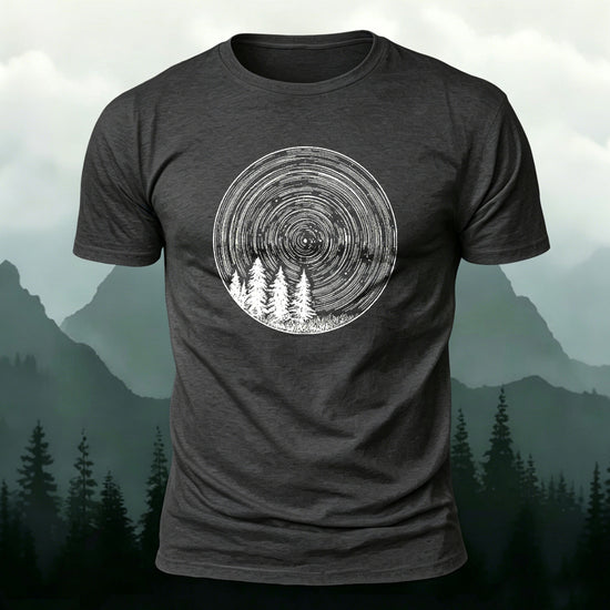Circular Pattern Print Minimalist Breathable Material T-shirt Dark Grey