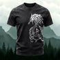 Washed Cotton Mysterious Dragon Motif Print T-Shirt