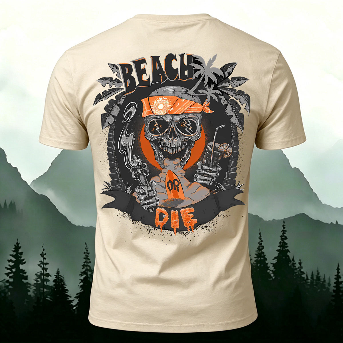 Skull Beach Vacation Fashion 100% Cotton T-Shirt