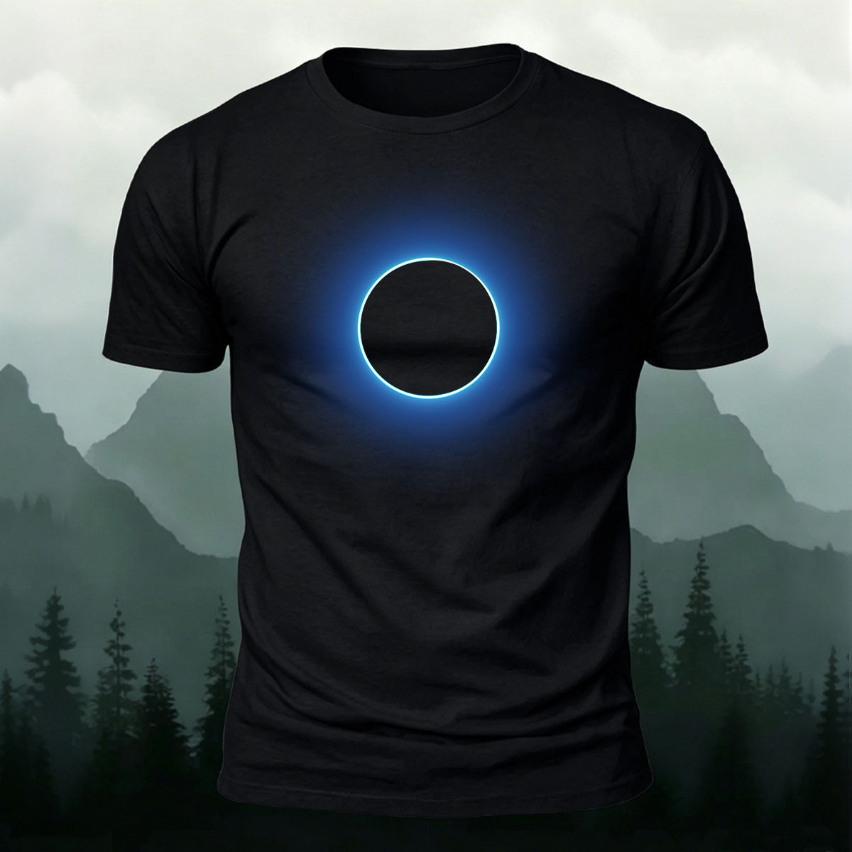 Glowing Circle Pattern Minimalist Breathable T-shirt Black