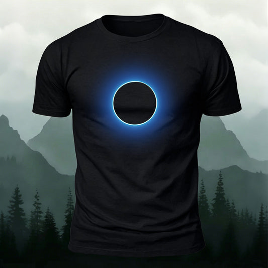Glowing Circle Pattern Minimalist Breathable T-shirt Black