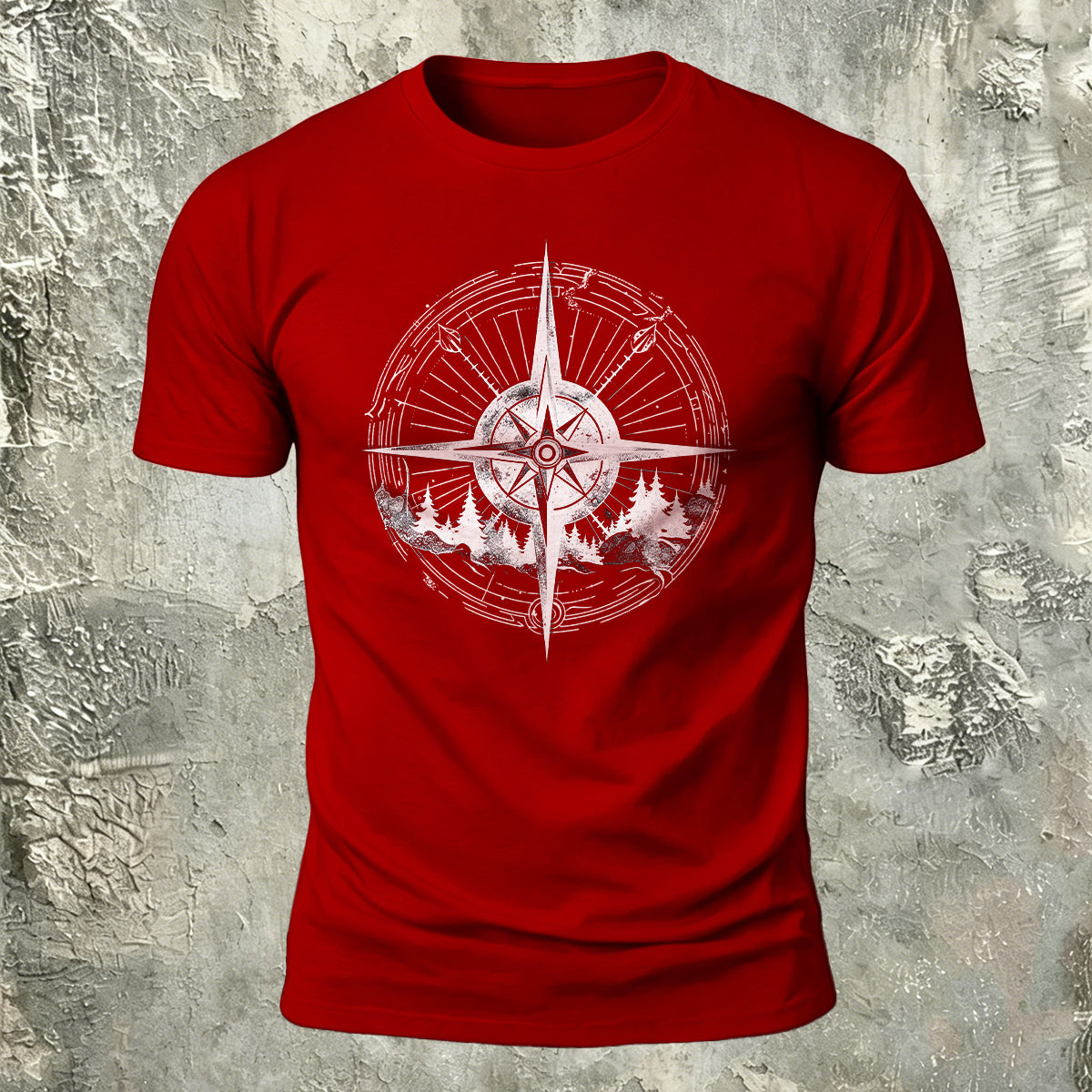 Minimalist Compass Skin-Friendly Round Neck T-Shirt