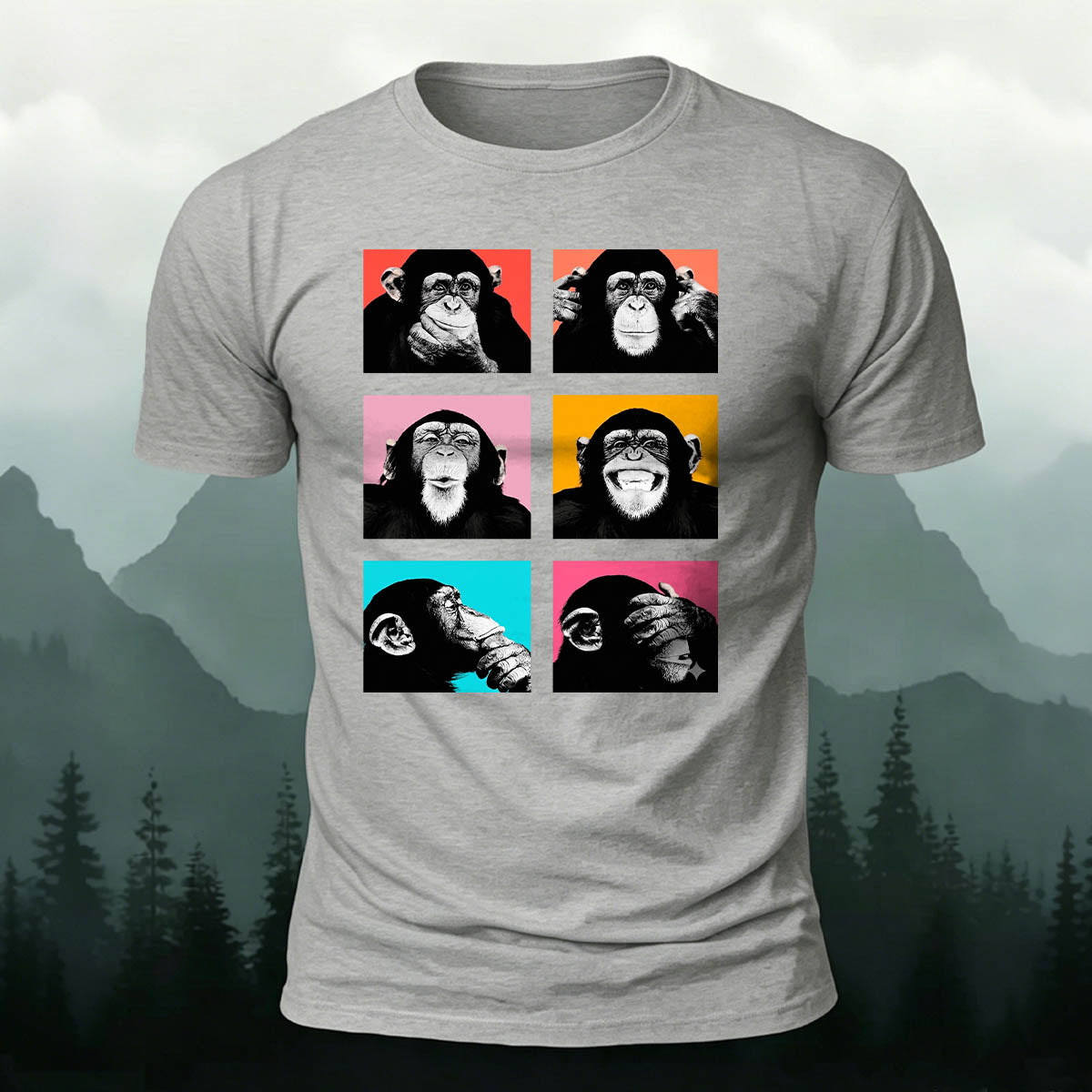 Fun Gorilla Print Casual 100% Cotton T-Shirt