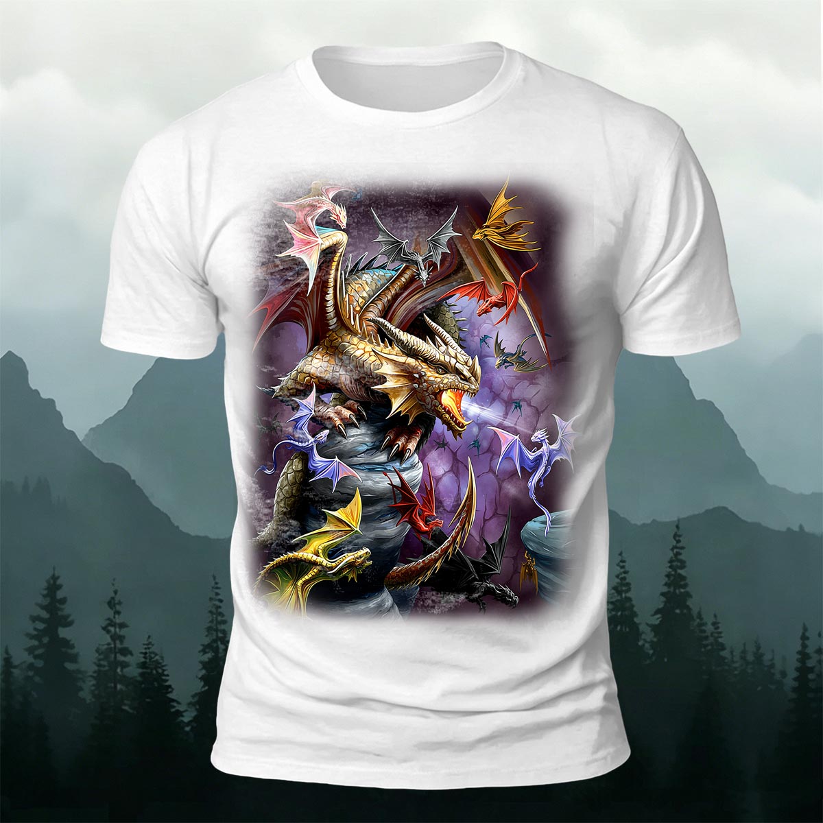 Western Dragon Fantasy Art Breathable Cotton T-Shirt