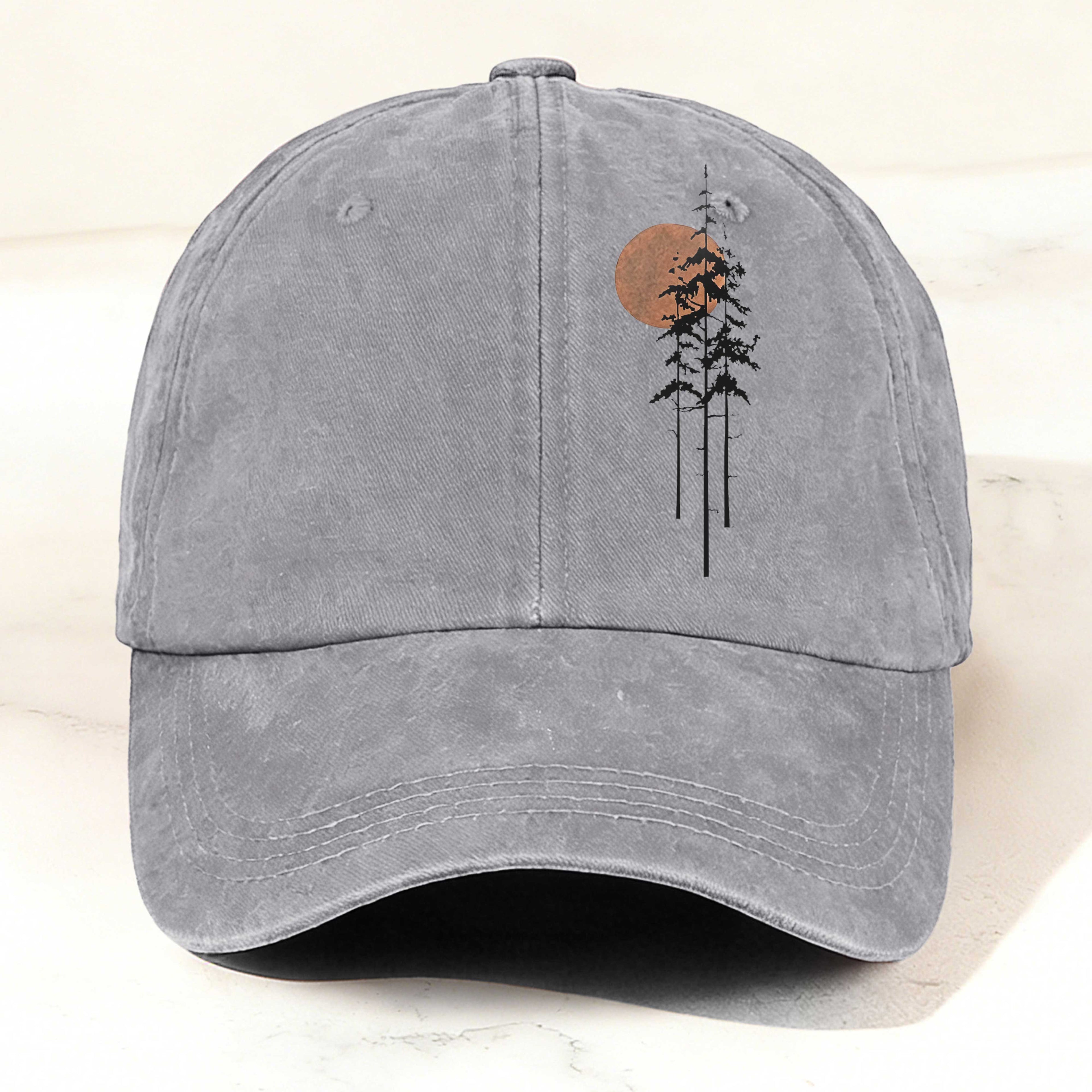 Sunset in the Deep Forest Printed Washed Baseball Cap