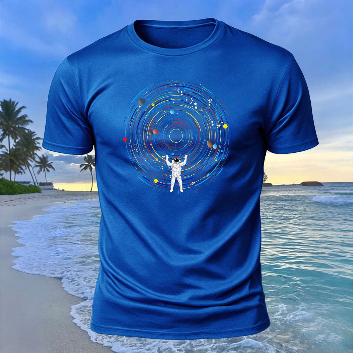 Space Astronaut Print Casual Premium Cotton T-Shirt