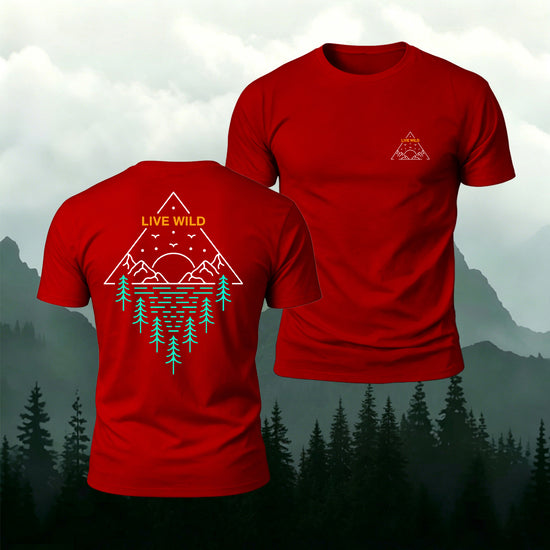 Outdoor Pattern Minimalist Trendy Premium Cotton Tee Red