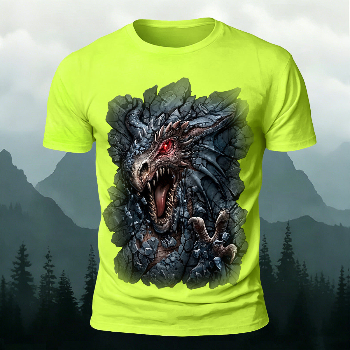 Dragon Print Vintage Fantasy Casual T-Shirt