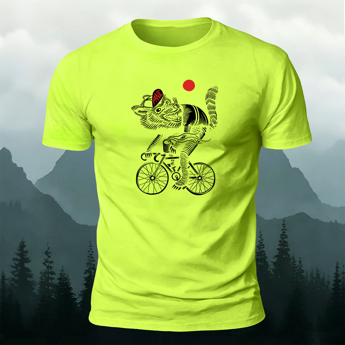 Wolf Riding Silhouette Print Casual Cotton T-Shirt
