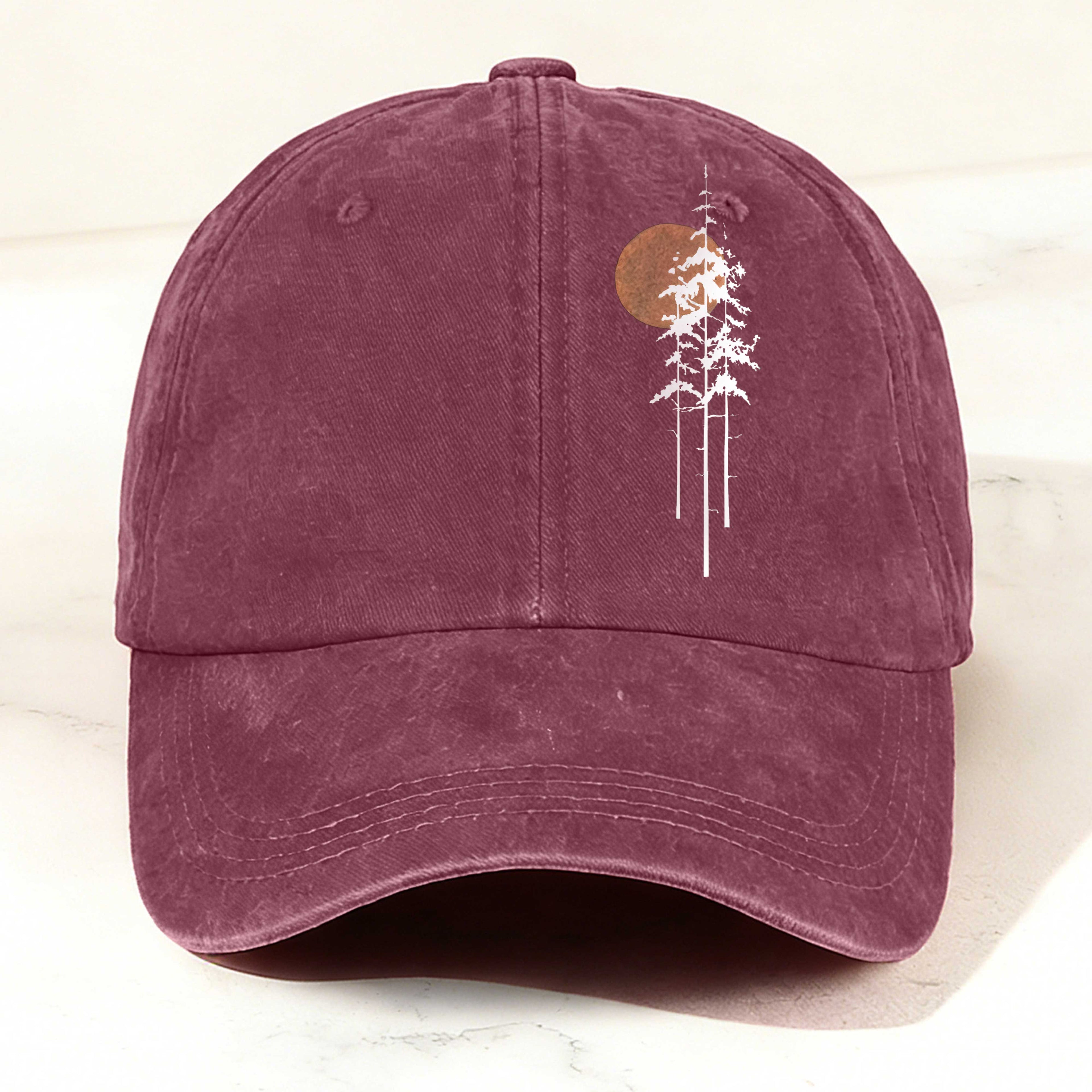 Sunset in the Deep Forest Printed Washed Baseball Cap