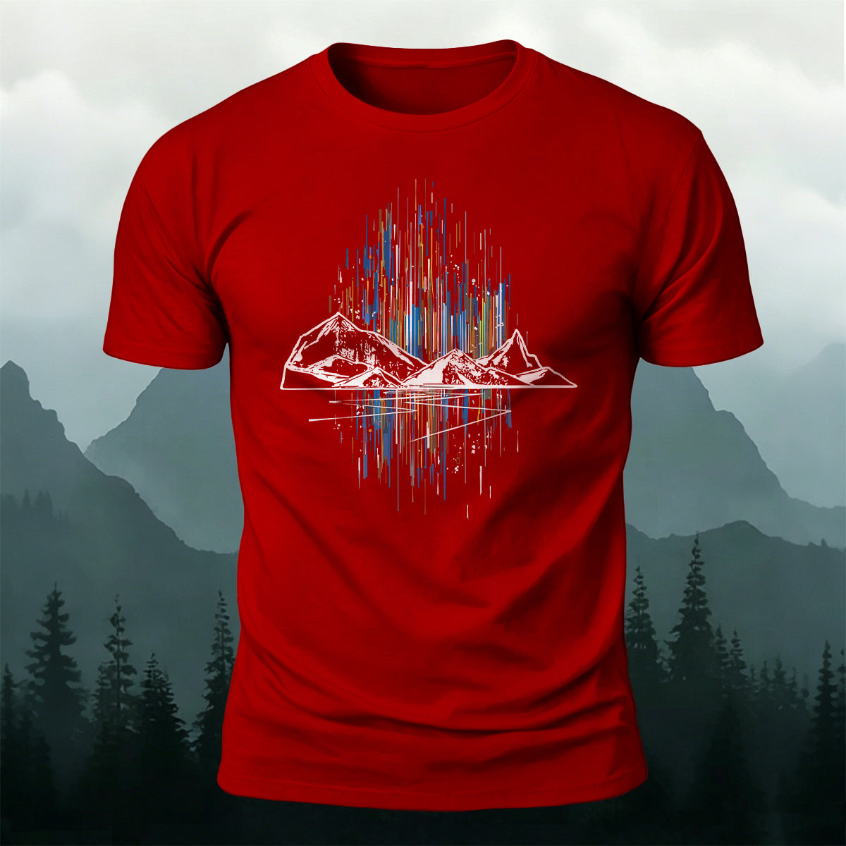 Mountain Colorful Line Outdoor Leisure Breathable T-Shirt