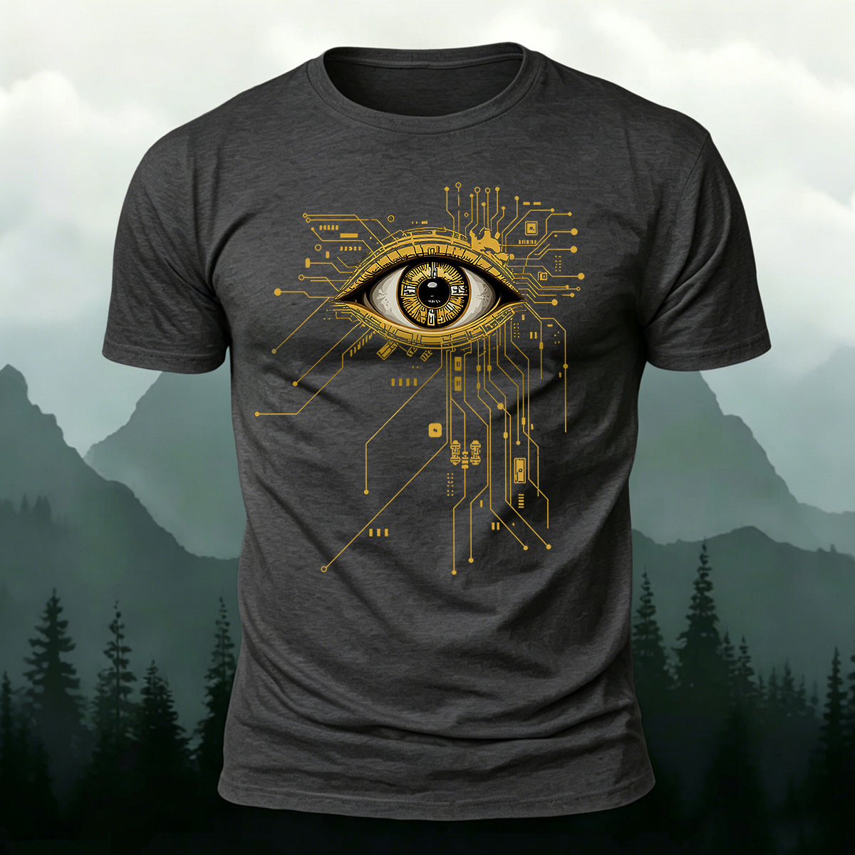 Cool Artistic Eyes Premium Cotton Casual T-shirt Dark Grey