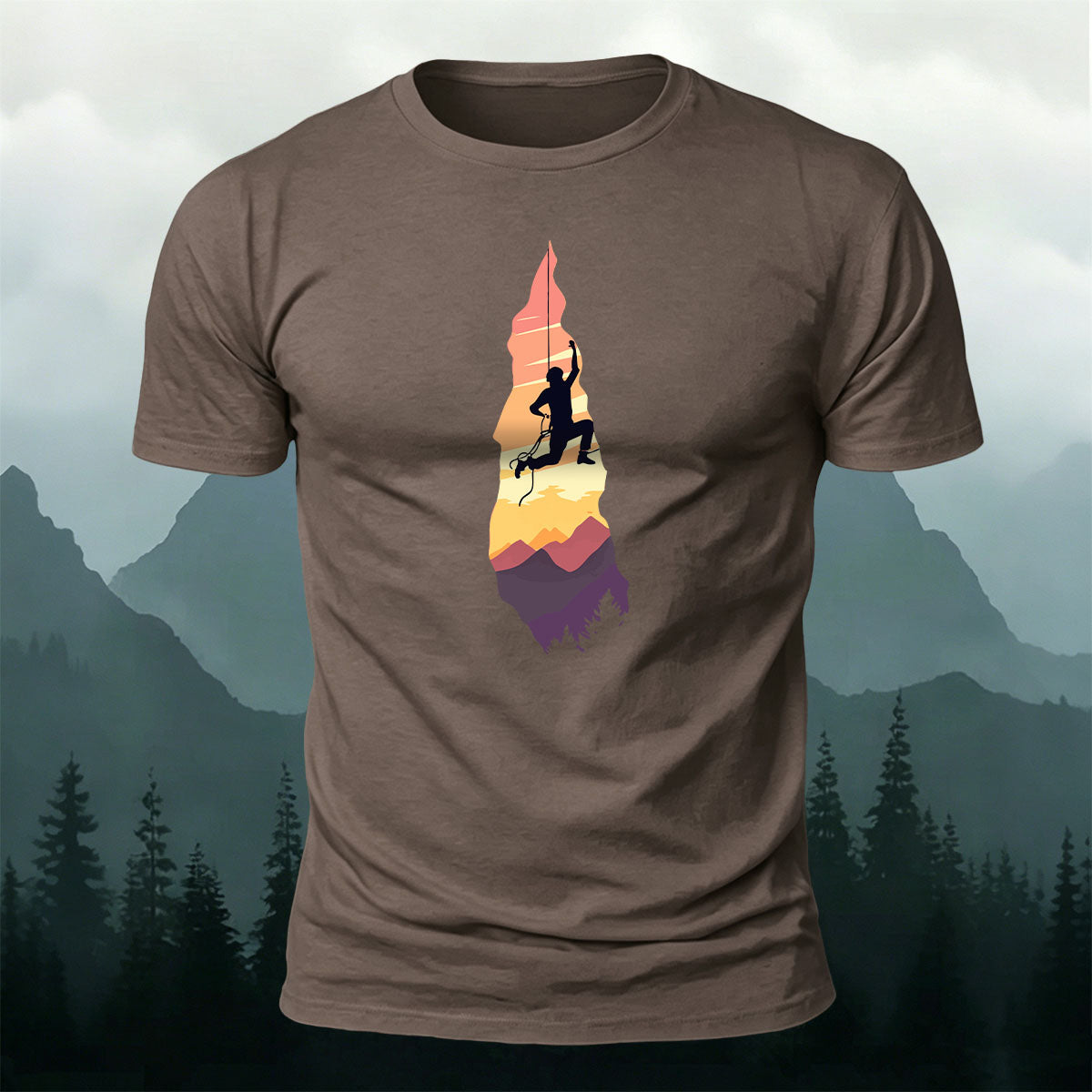 Outdoor Rock Climbing Art Print Casual Cotton T-Shirt