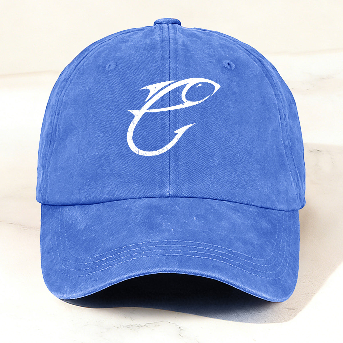 Minimalist and Creative Fishing-Themed Casual Washed Duck Bill Cap