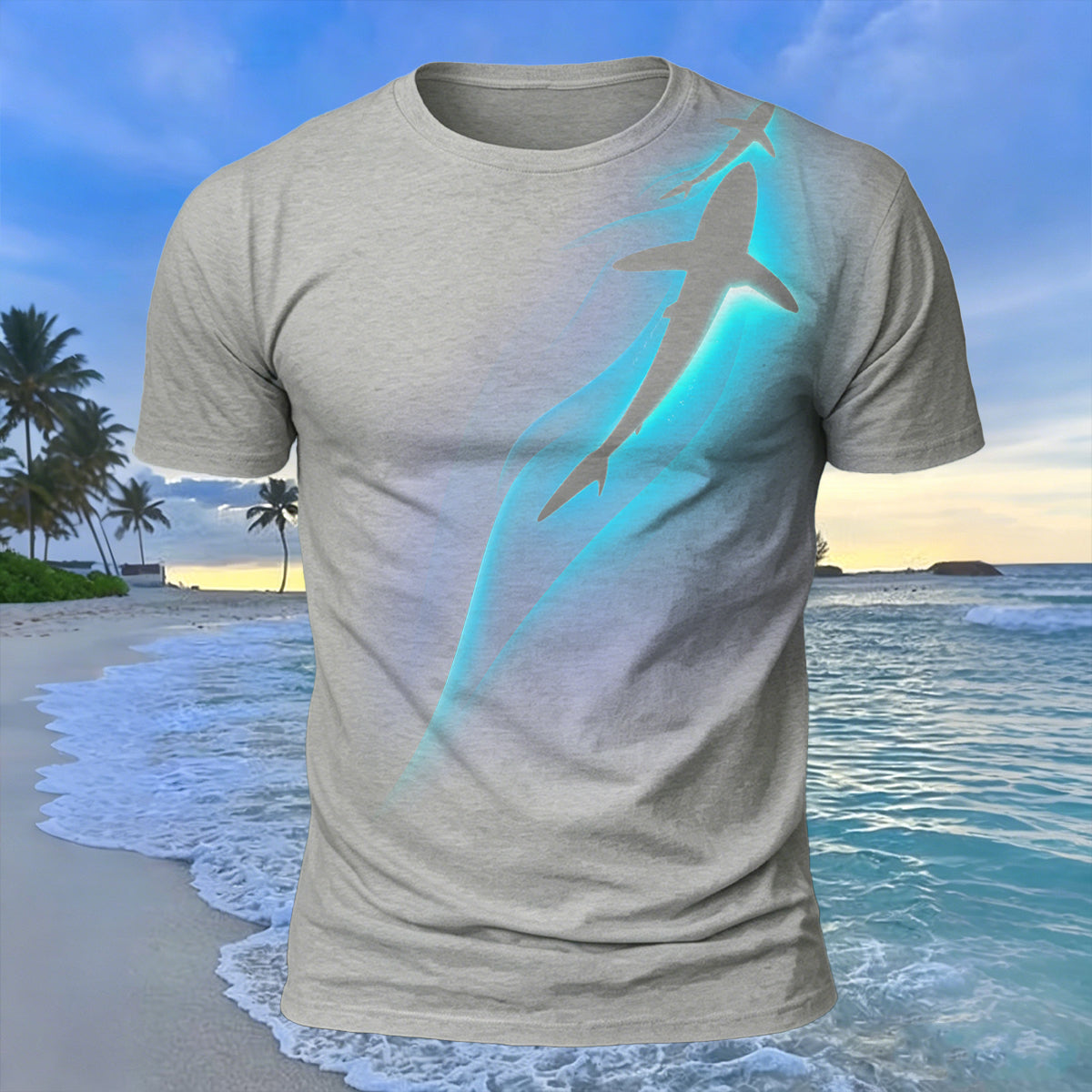Ocean Spirit Whale Print 100% Cotton Casual T-Shirt