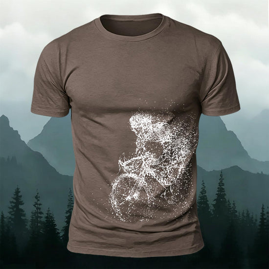 Cycling Pattern Mountain-Style Cotton Casual T-Shirt CO