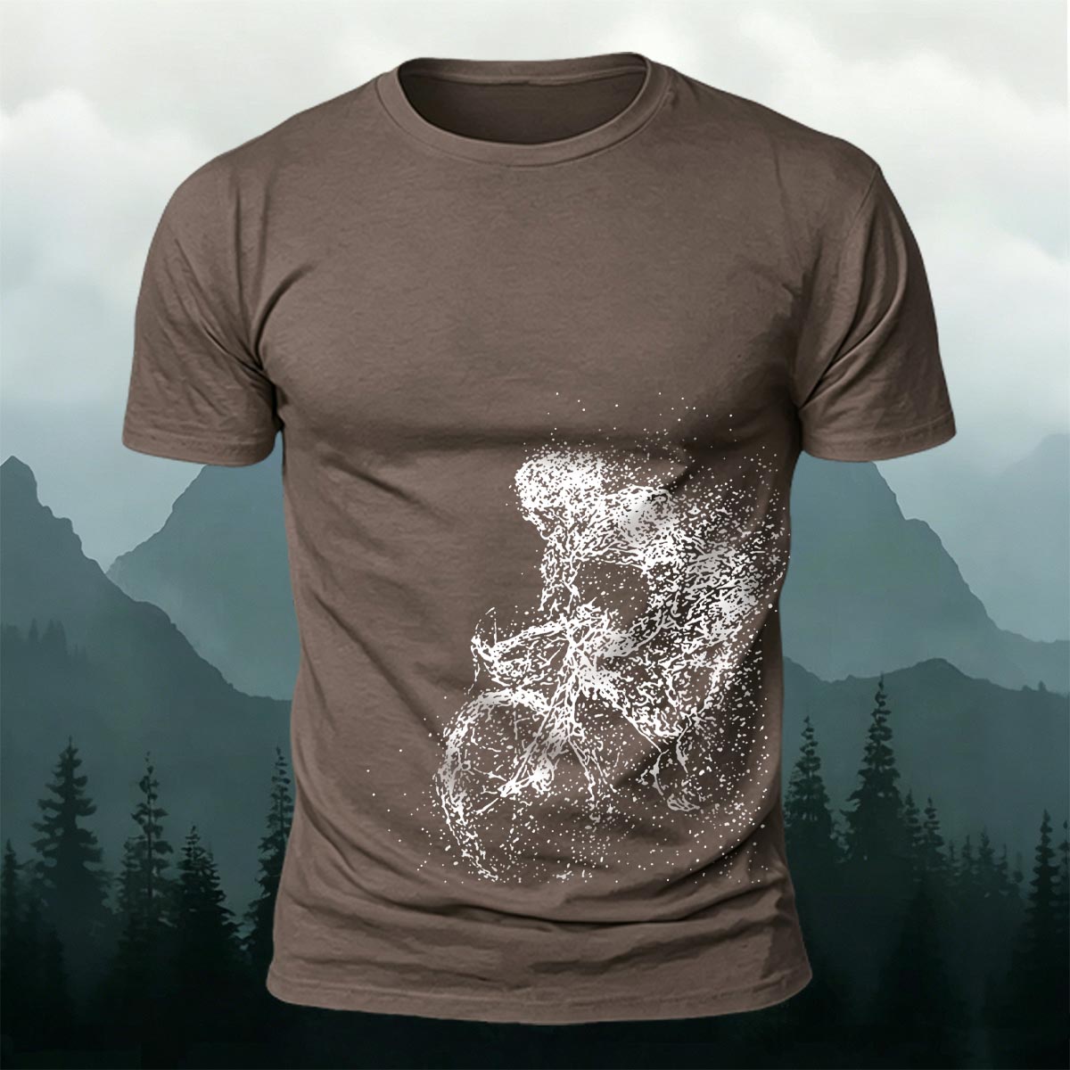 Cycling Pattern Mountain-Style Cotton Casual T-Shirt CO