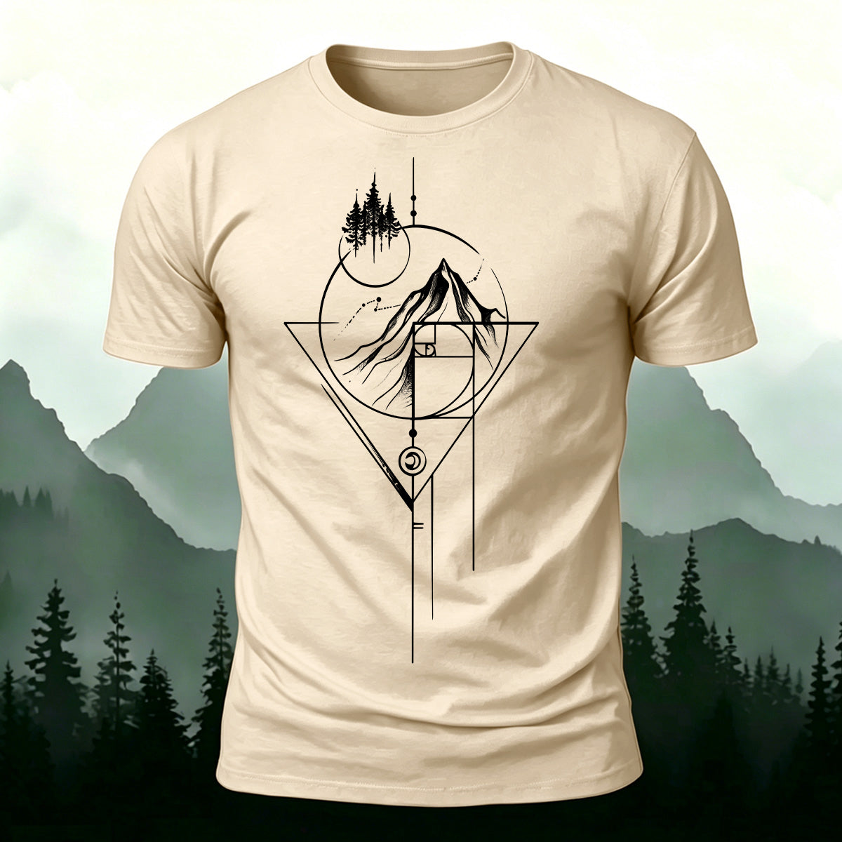 Geometric Pattern Print Combed Cotton Casual T-Shirt