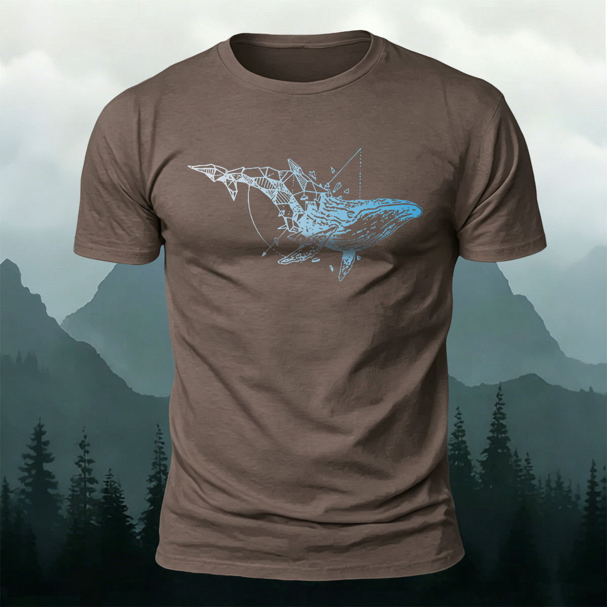 Whale-Print Design Casual 100% Cotton T-Shirt