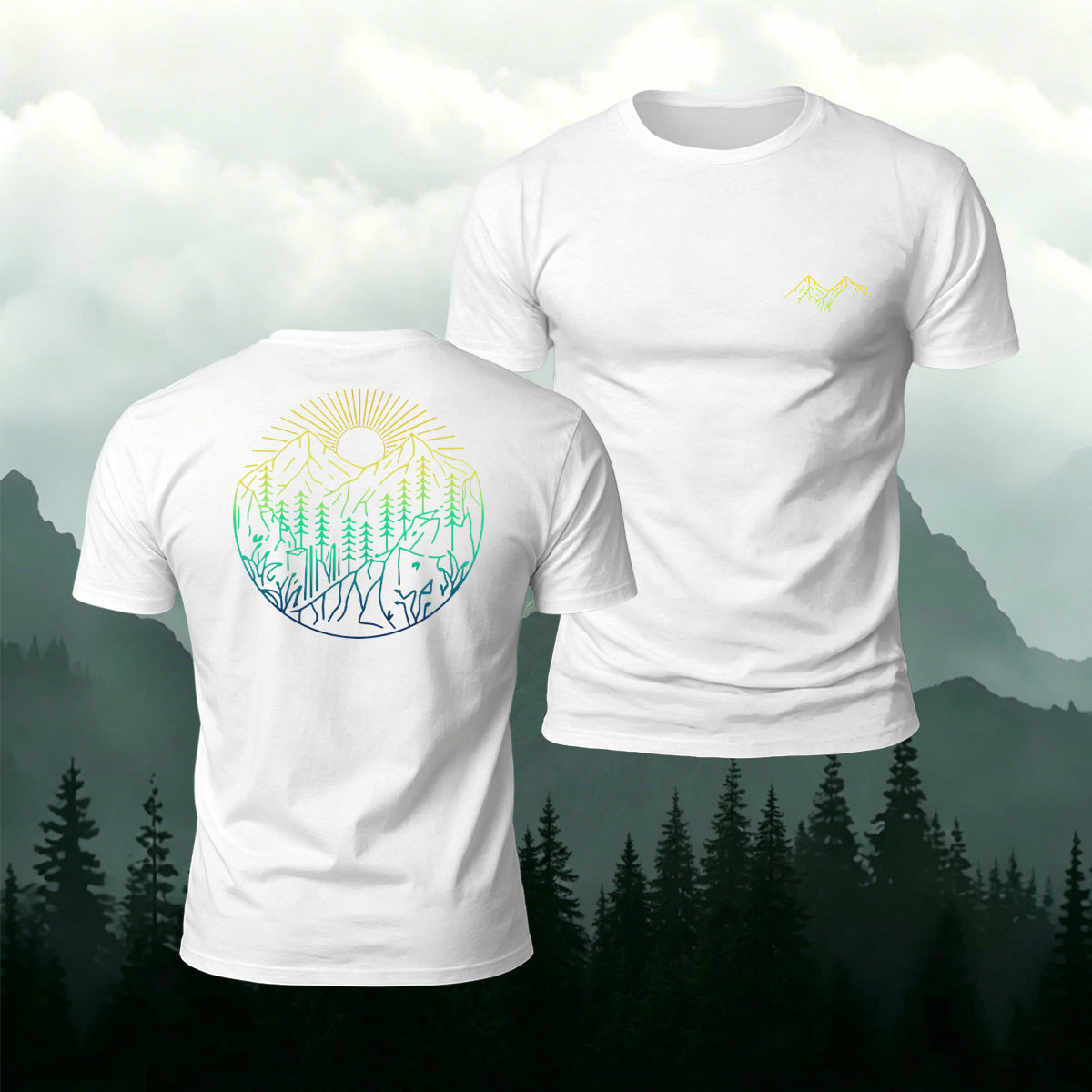 Minimalist Forest Pattern Natural Breathable Material Tee White