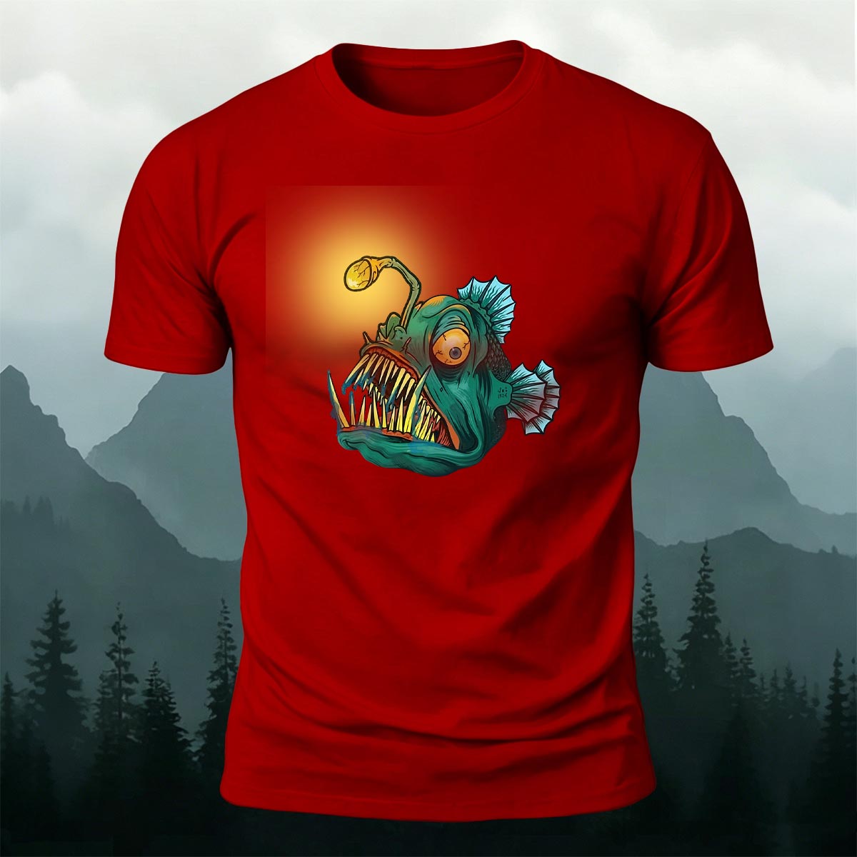 Fun Lantern Fish Graphic Fashion Premium Cotton Tee