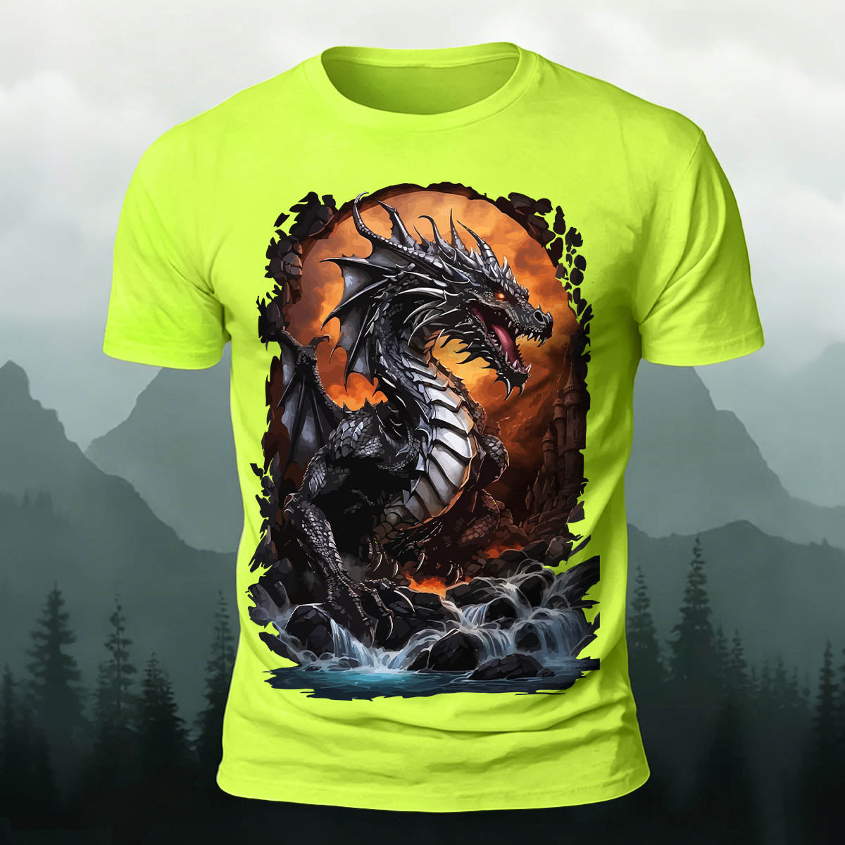 Rampaging Dinosaur Printed Casual Crew Neck T-Shirt