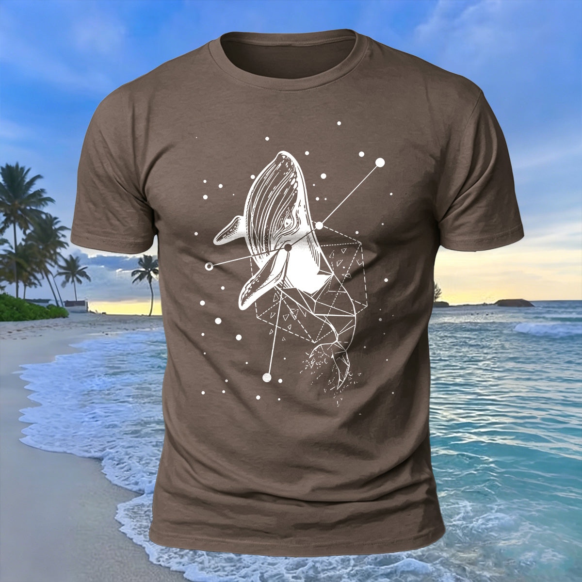 Whale Geometric Print 100% Cotton Soft-Touch T-Shirt