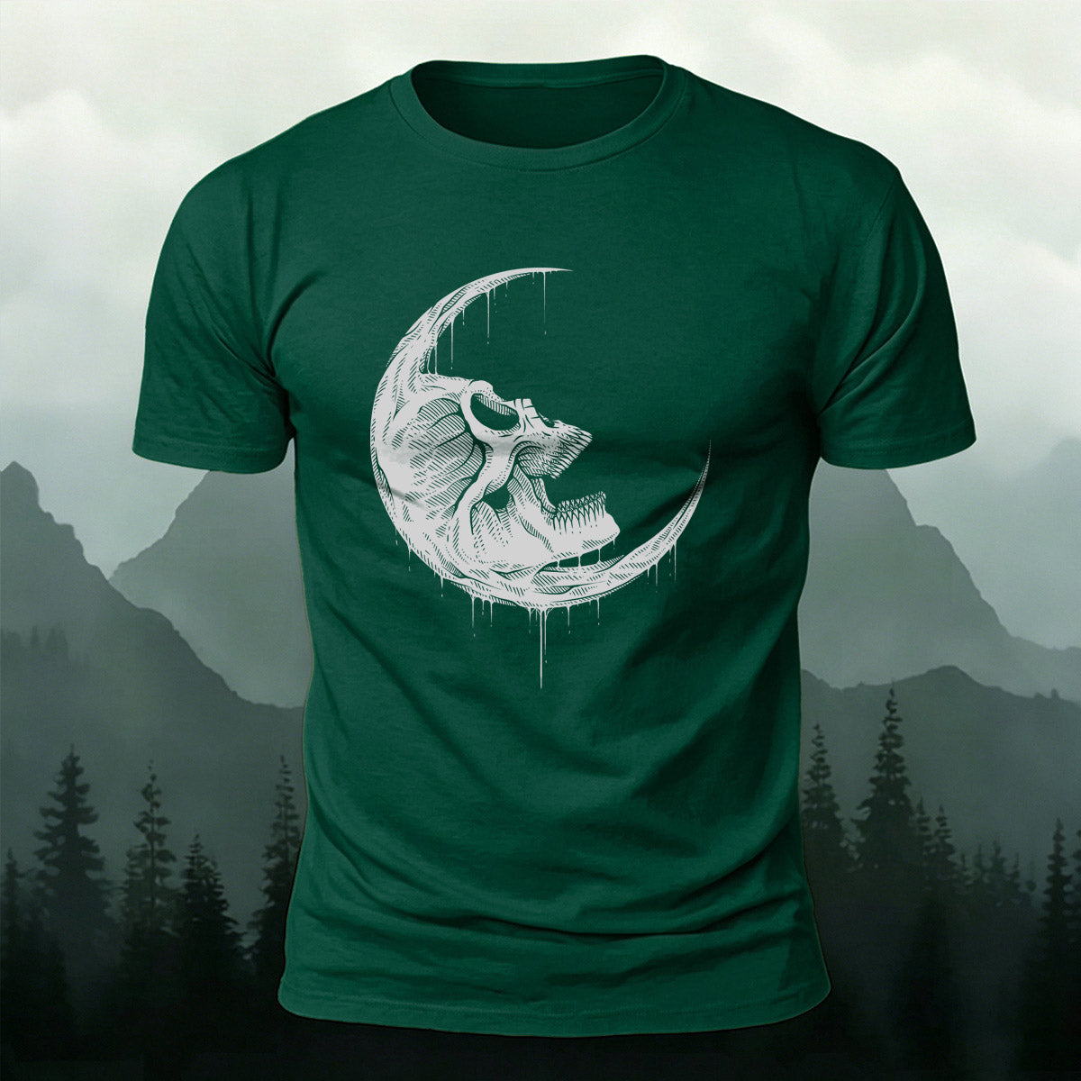 Skull Moon Graphic Trend Premium Cotton T-Shirt DGE