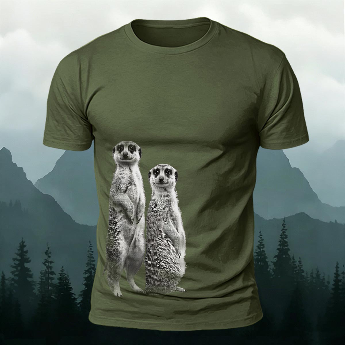 Cute Meerkat Print Cotton Casual T-Shirt