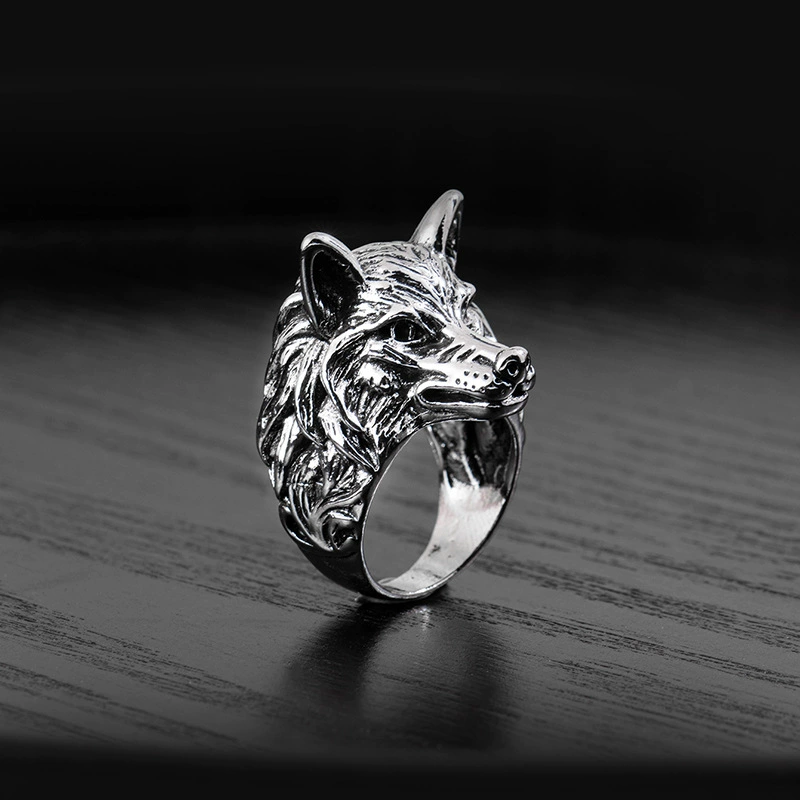 Vintage Wolf Head Hip Hop Cool Animal Ring