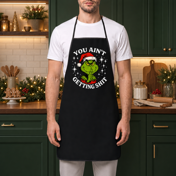 Linen Grinch Christmas Baking Apron