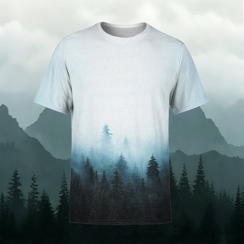 Solid Forest Print Casual T-Shirt