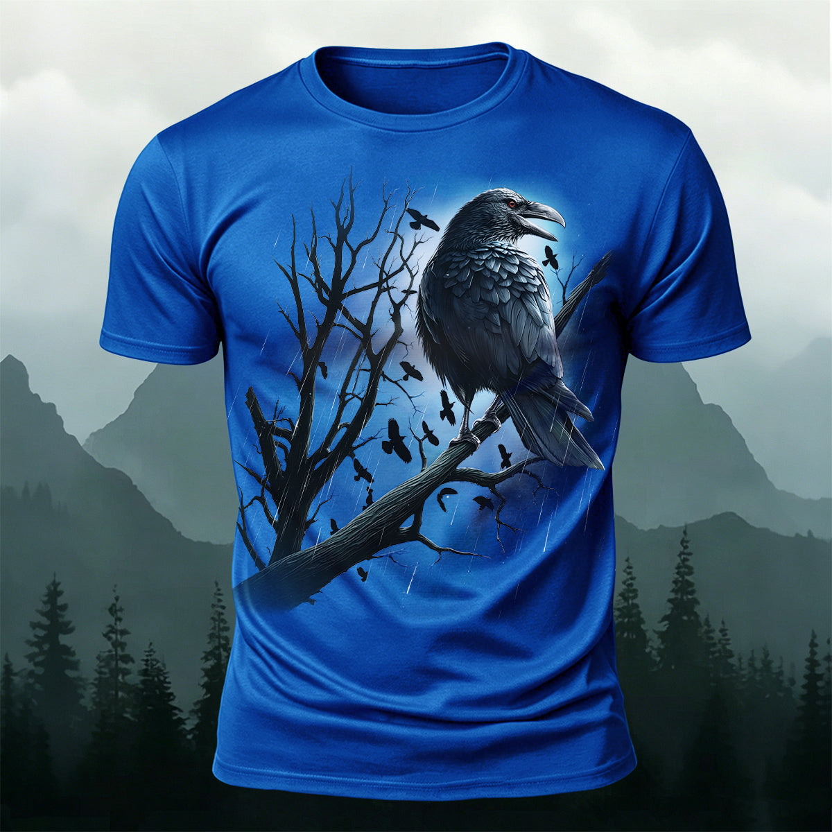 Bird Pattern Dark Style Casual Short-Sleeve T-Shirt