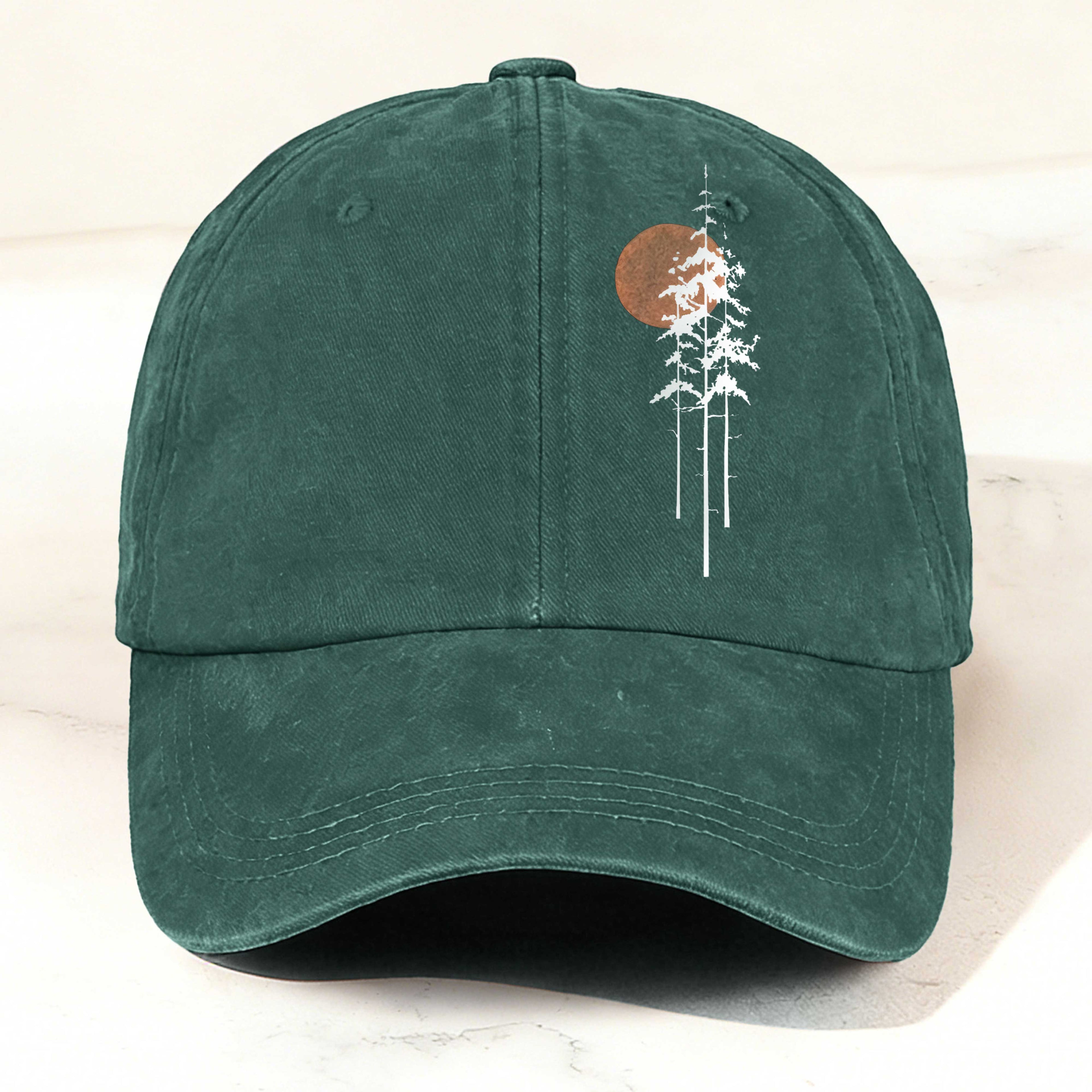 Sunset in the Deep Forest Printed Washed Baseball Cap