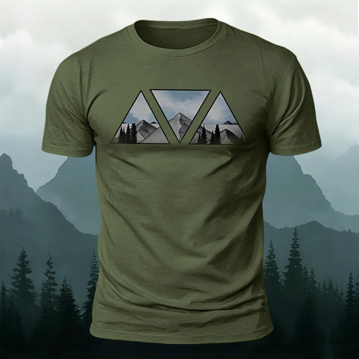 Geometric Pattern Print Soft-touch Feel Casual T-Shirt