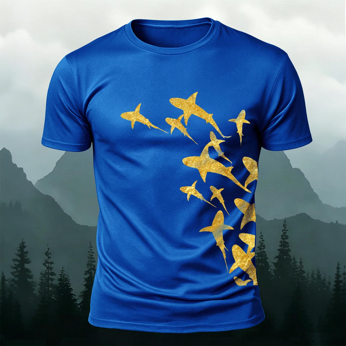 Fish Print Trendy Premium Cotton Casual T-Shirt