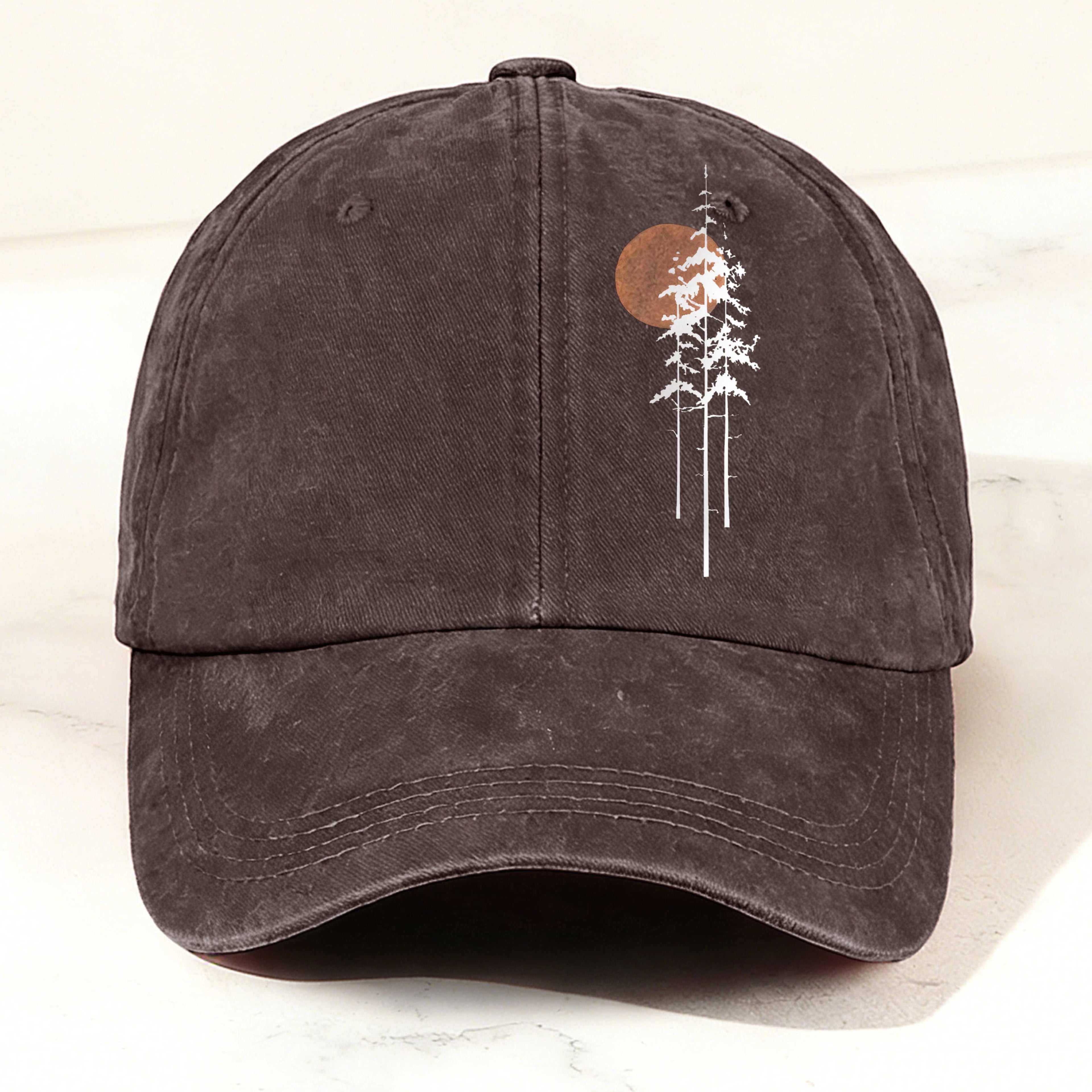 Sunset in the Deep Forest Printed Washed Baseball Cap