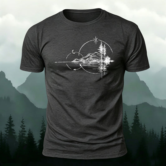 Line Scenery Pattern Design Casual T-shirt