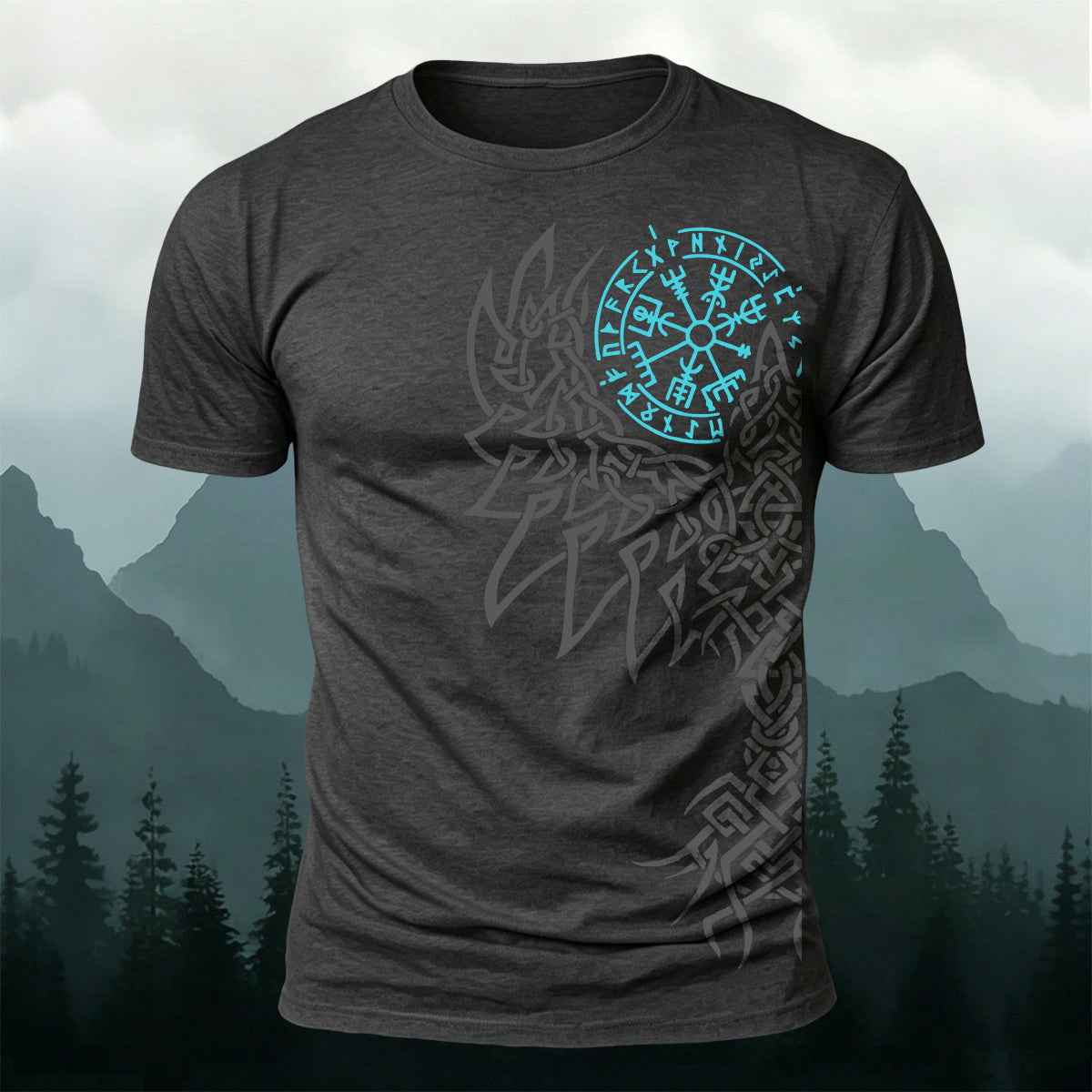 Giant Wolf Mythological Totem Print  Casual Cotton T-Shirt