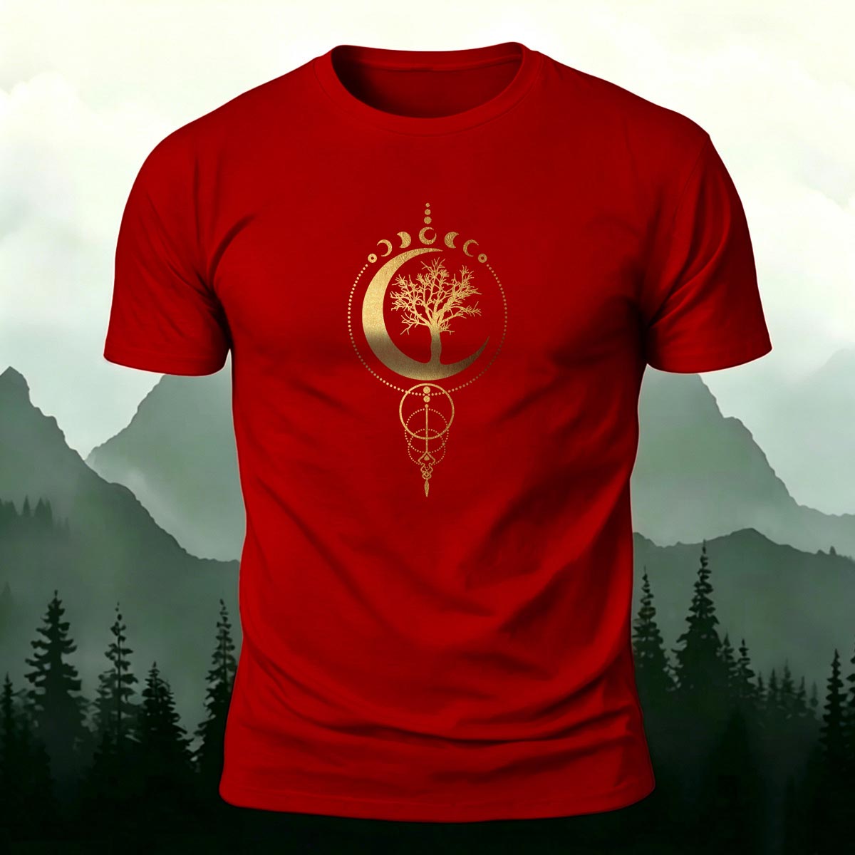 Forest Moon Art Print Casual Cotton T-Shirt