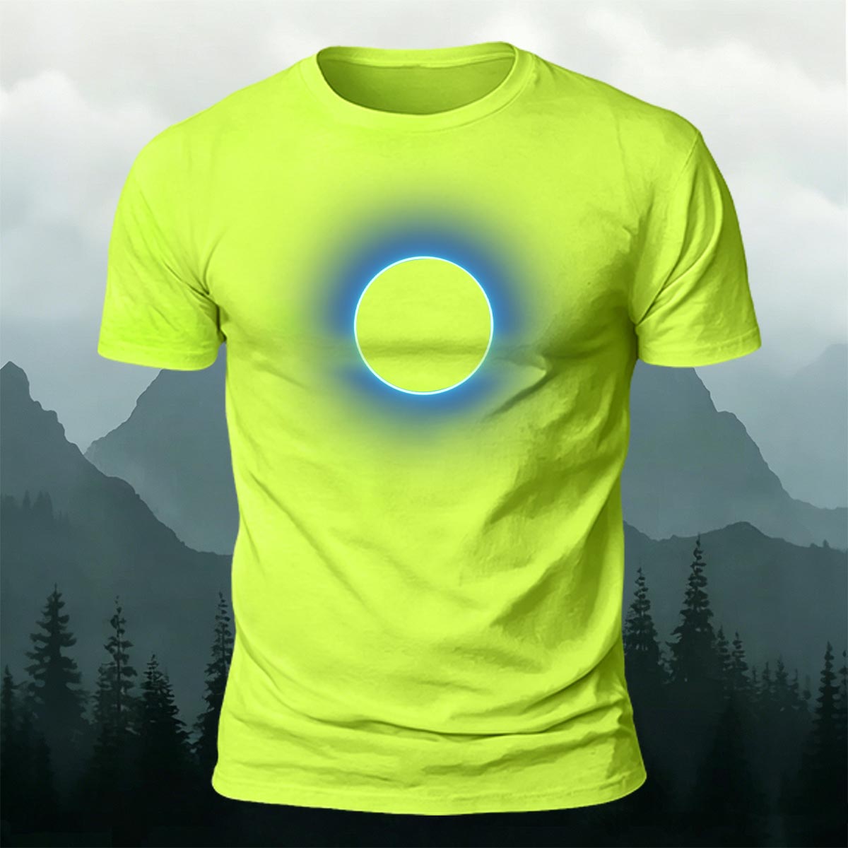 DTG Glowing Circle Pattern Minimalist Breathable T-shirt