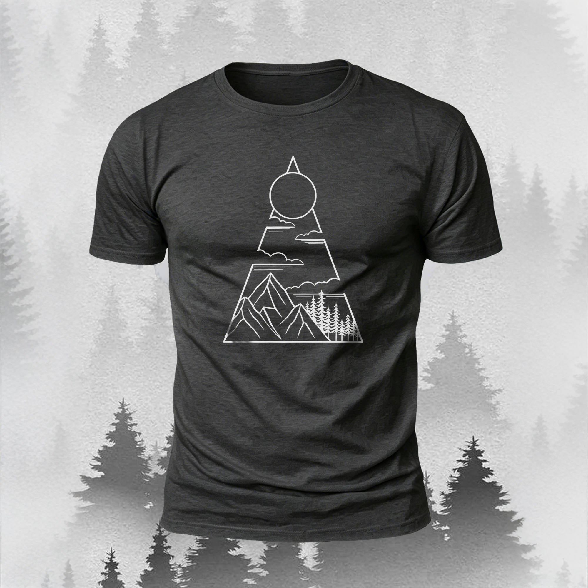 Mountain Series Geometric Pattern Comfortable Cotton T-Shirt