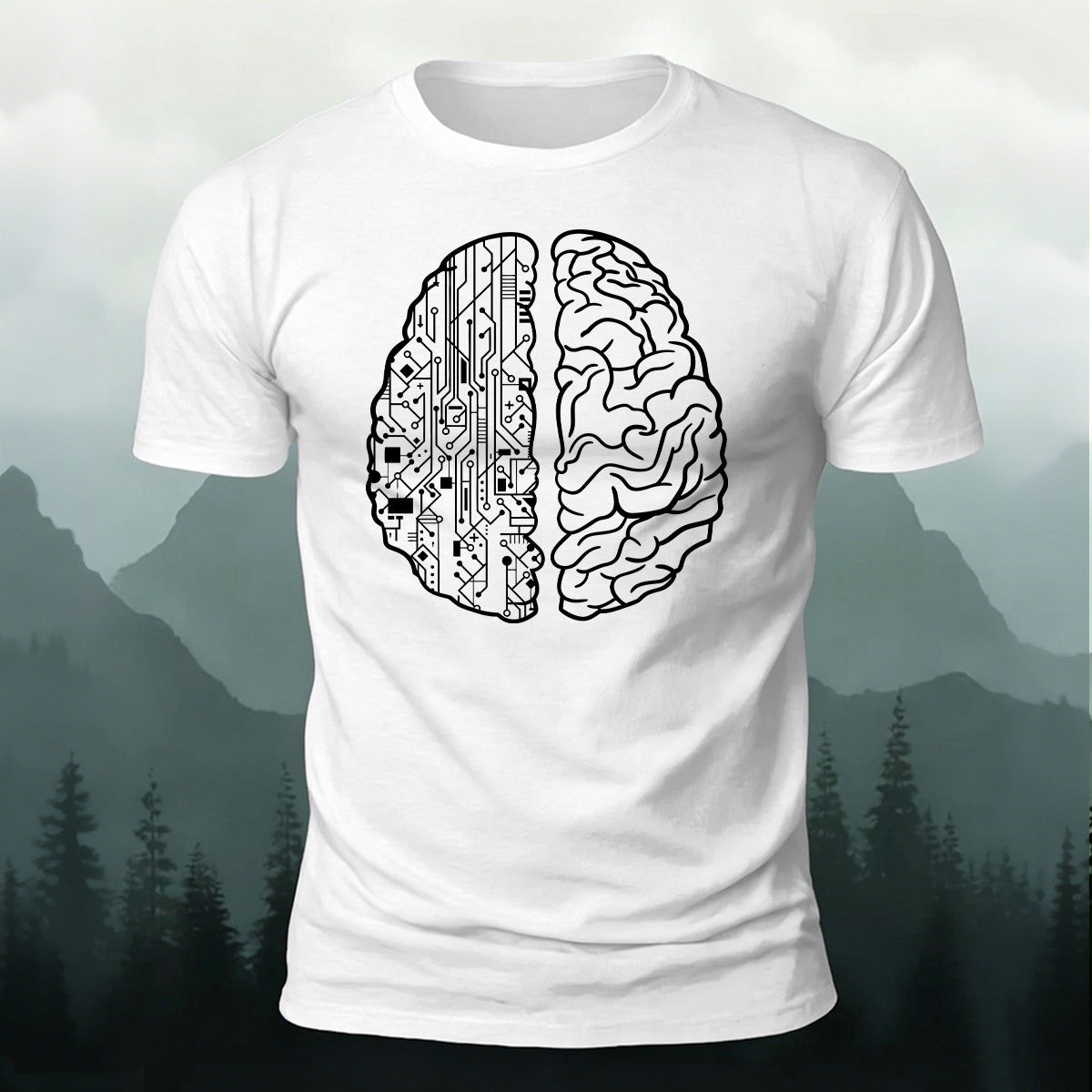Simple Creative Brain Graphic Breathable Cotton T-Shirt
