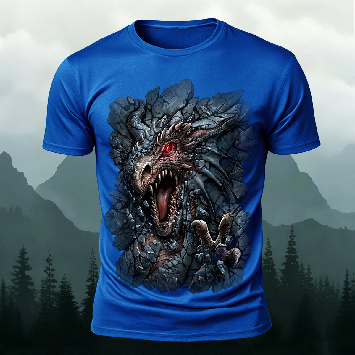 Dragon Print Vintage Fantasy Casual T-Shirt