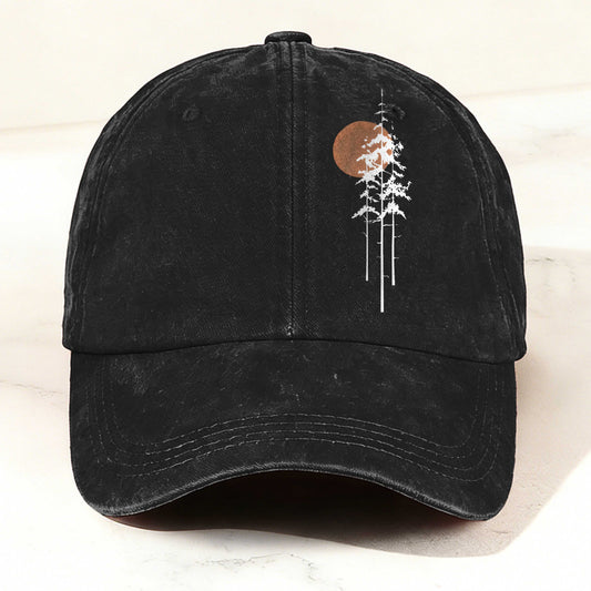 Sunset in the Deep Forest Printed Washed Baseball Cap