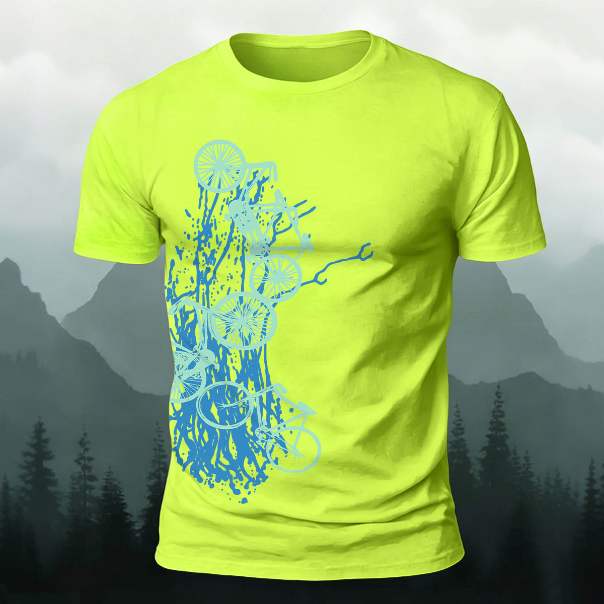 Artistic Bicycle Print Outdoor Casual Cotton T-Shirt