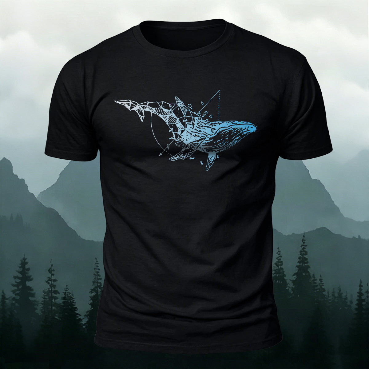 Whale-Print Design Casual 100% Cotton T-Shirt