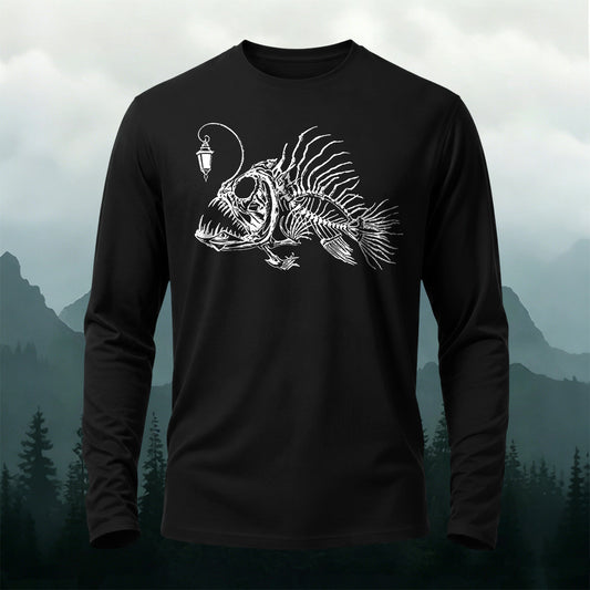 Underwater Fishbone Pattern Casual Long-Sleeve 100% Cotton T-Shirt