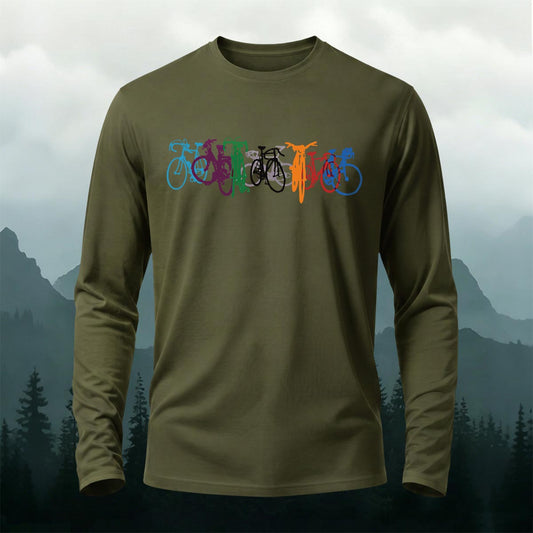 Premium Cotton Colorful Bicycles Printed Long Sleeve T-Shirt